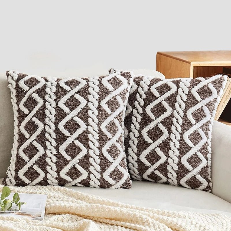 Housse De Coussin Croisee Pilou Pilou Marron