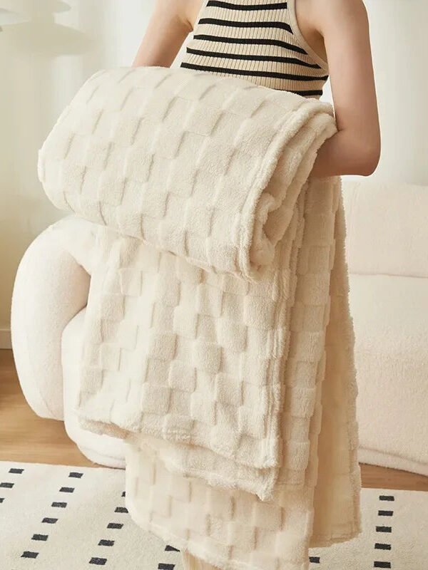 Plaid Pilou Pilou Creme A Carreaux