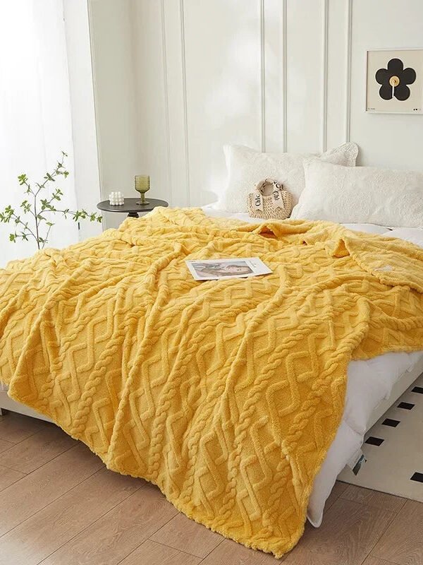 Plaid Pilou Pilou Jaune Torsade