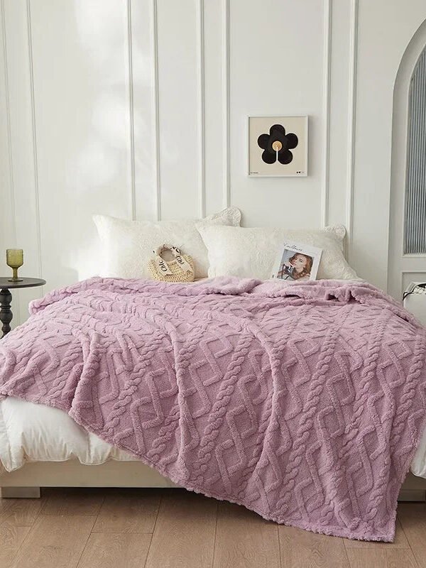 Plaid Pilou Pilou Mauve Torsade