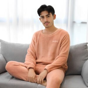 Pyjama Polaire Orange Pastel Pour Homme