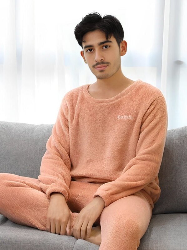 Pyjama Polaire Orange Pastel Pour Homme