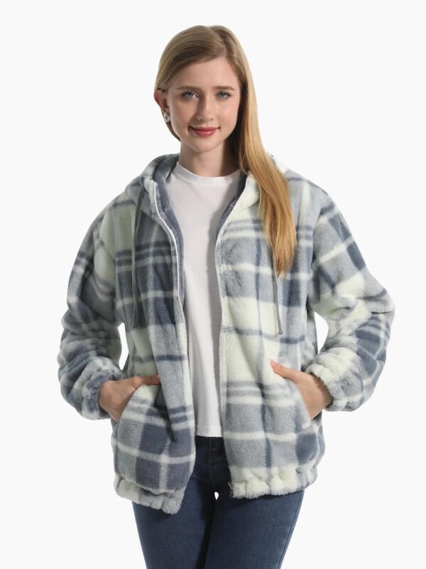 Veste Pilou Pilou Gris Bleu A Carreaux