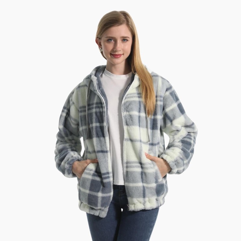 Veste Pilou Pilou Gris Bleu A Carreaux