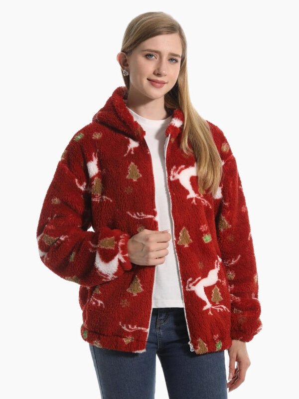 Veste Pilou Pilou Rouge Bordeaux Style Noel